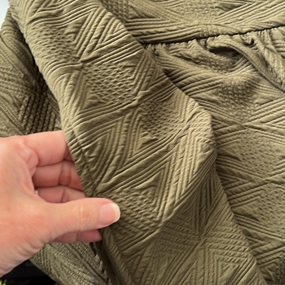 Free People Olive Green Textured Puff Sleeve Mini Dress - Picture 8 of 12